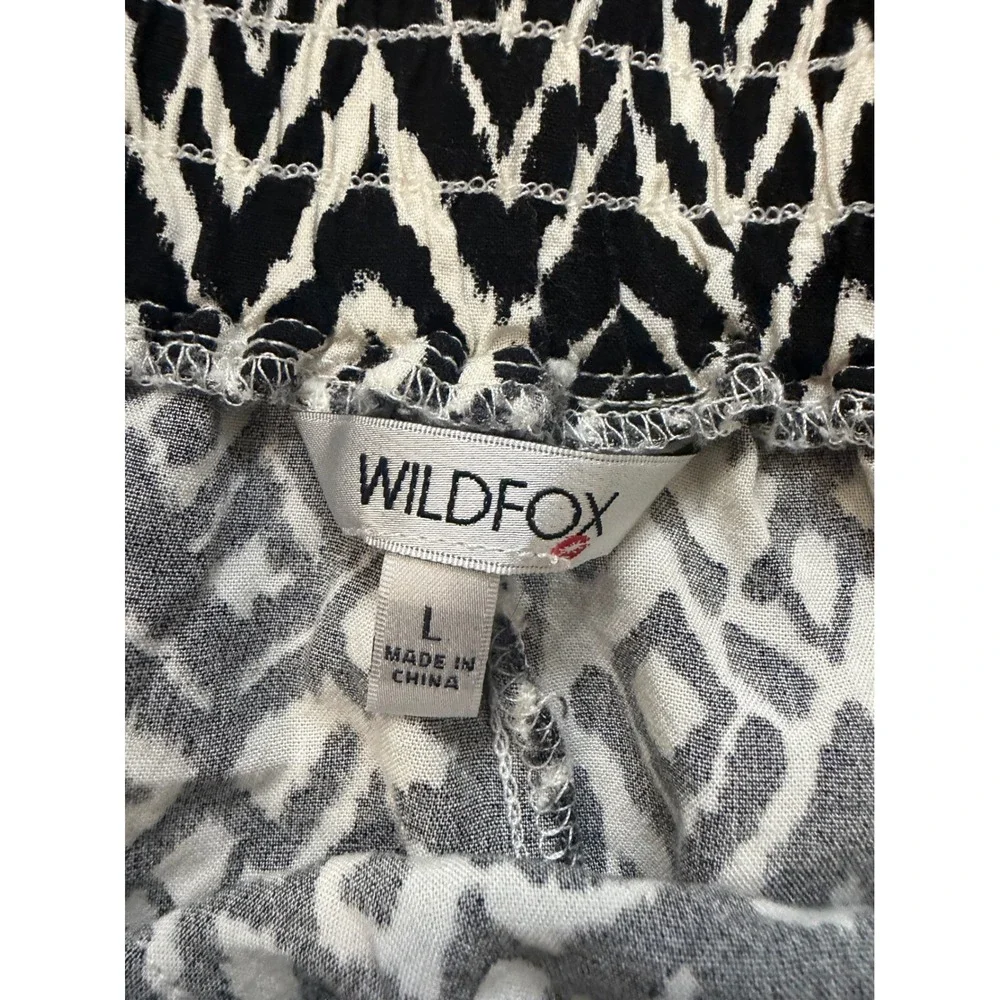 Wildfox Womens Black White Geometric Ikat Diamond Rayon Shorts Size L High Waist